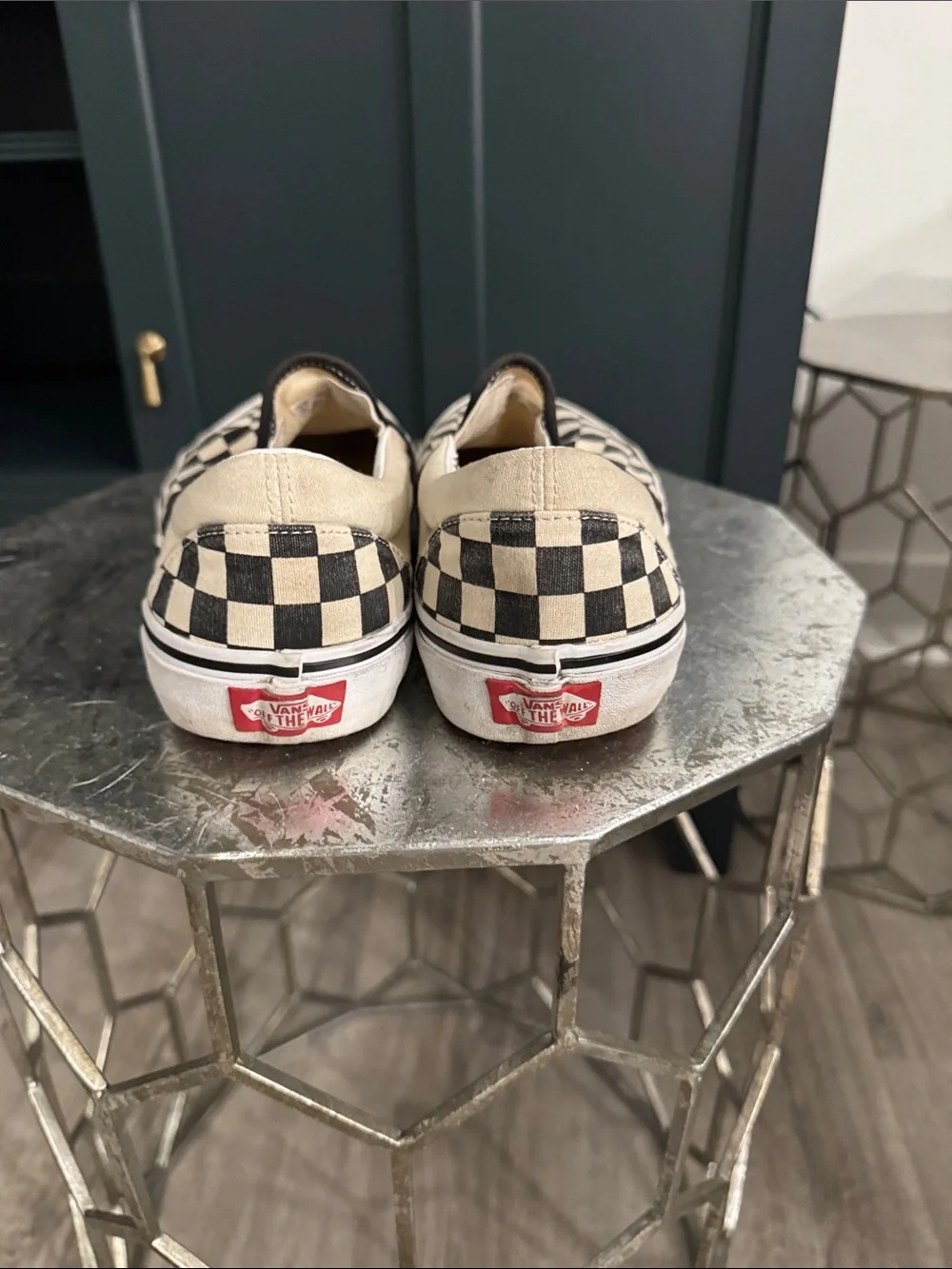 Vans men’s slip-on black and white checkered sneakers